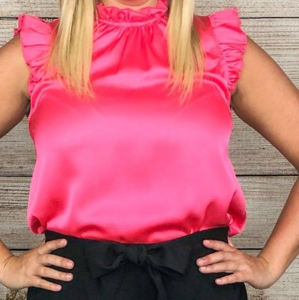 Pink ruffled sleeve